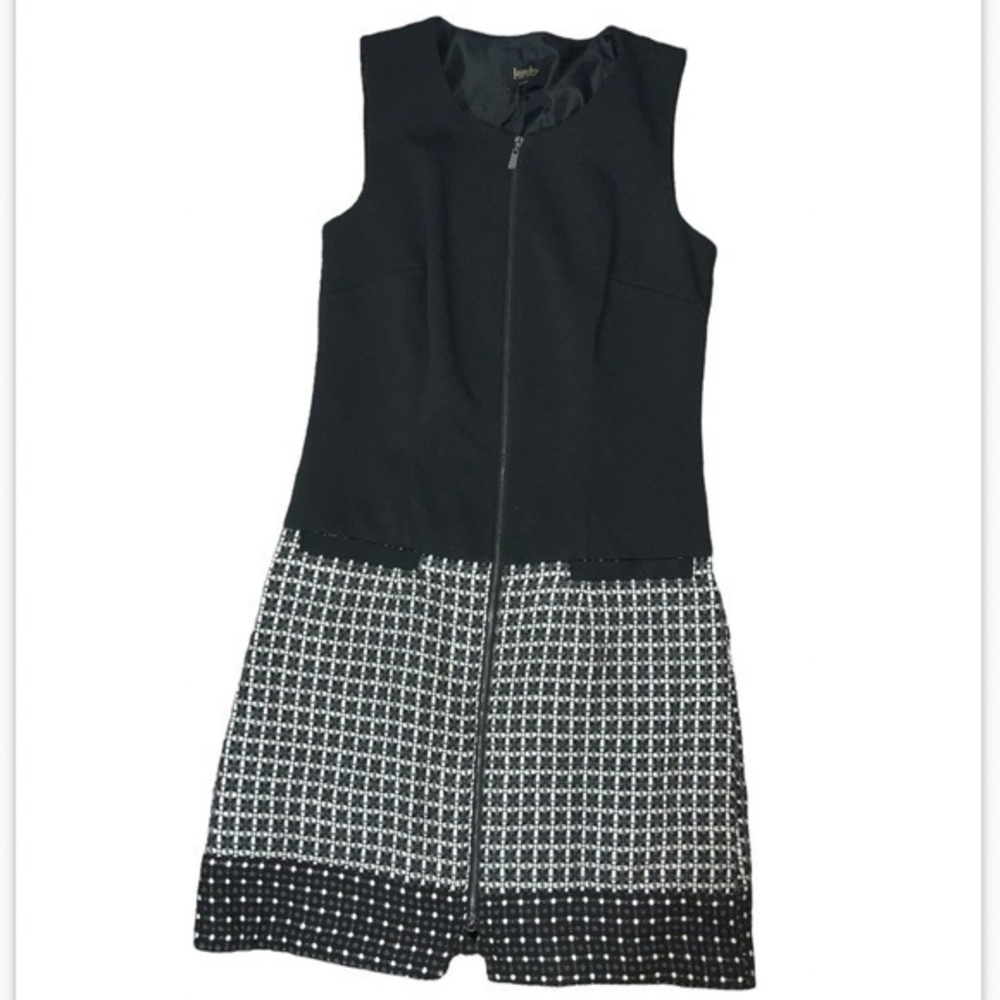 Laundry by Shelli Segal Black and Plaid/Tweed Sleeveless Mini Dress Size 6